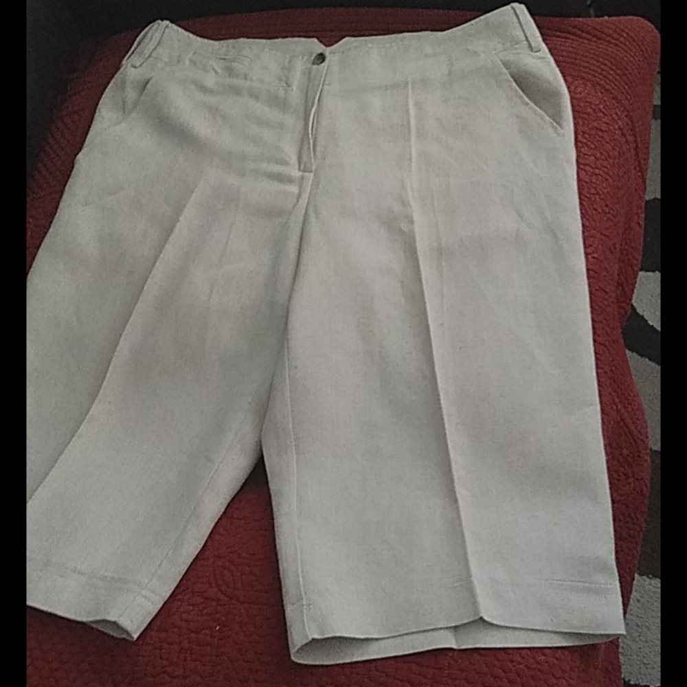 Linen walking shorts .  Waist 17 inches Length 24 inches